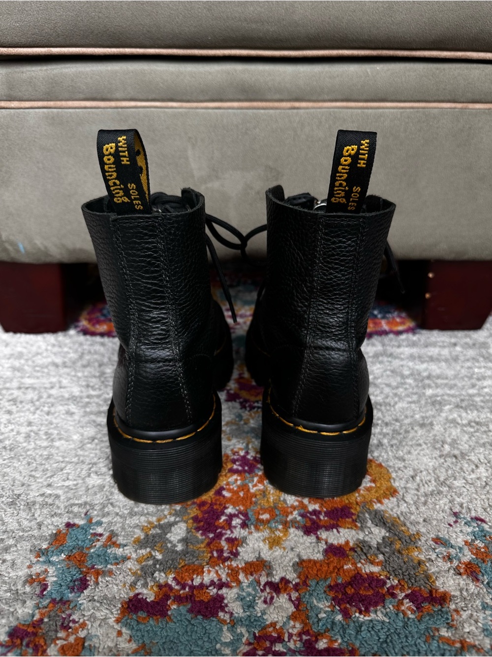 Dr. Martens | Docs SINCLAIR Leather Platform Zip + Lace Up Boots in Black - Picture 4 of 13